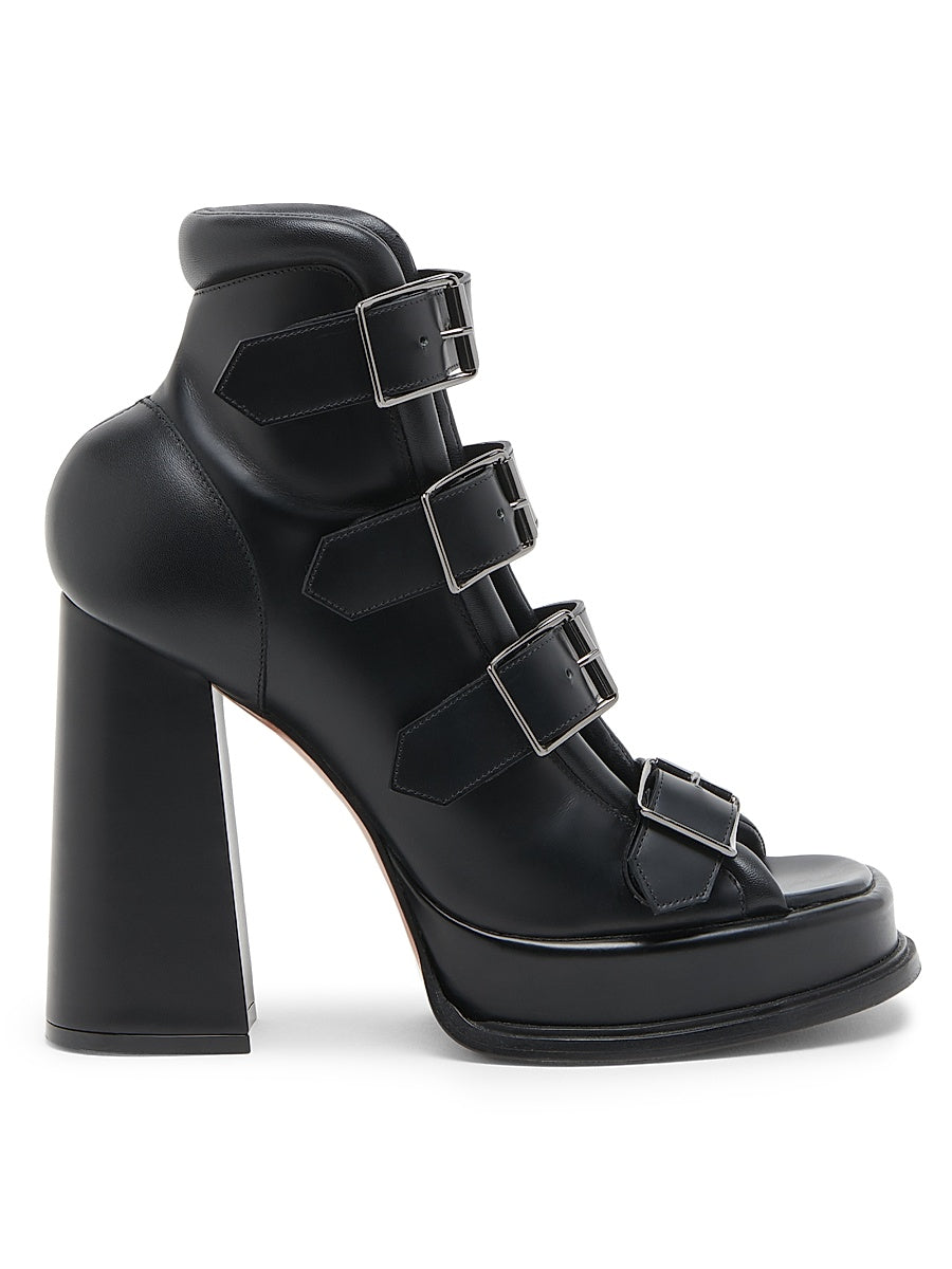 120MM Multi Buckle Leather Platform Sandals
