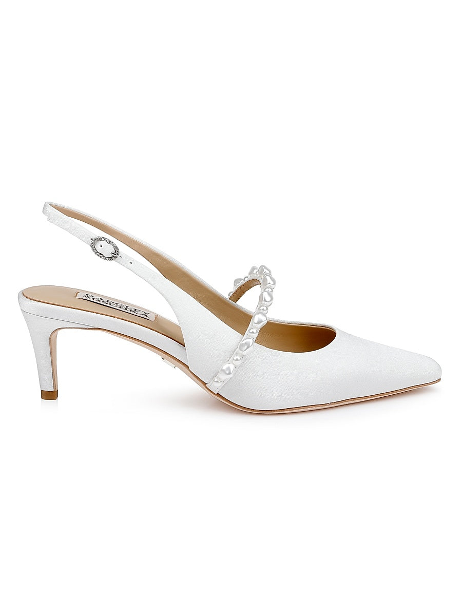 Gretel 55MM Imitation Pearl Crepe Slingback Pumps
