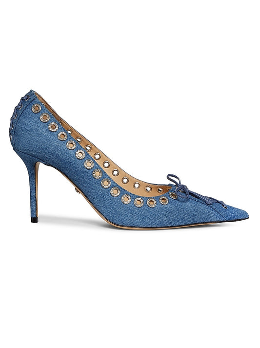 85MM Eyelet Denim Pumps