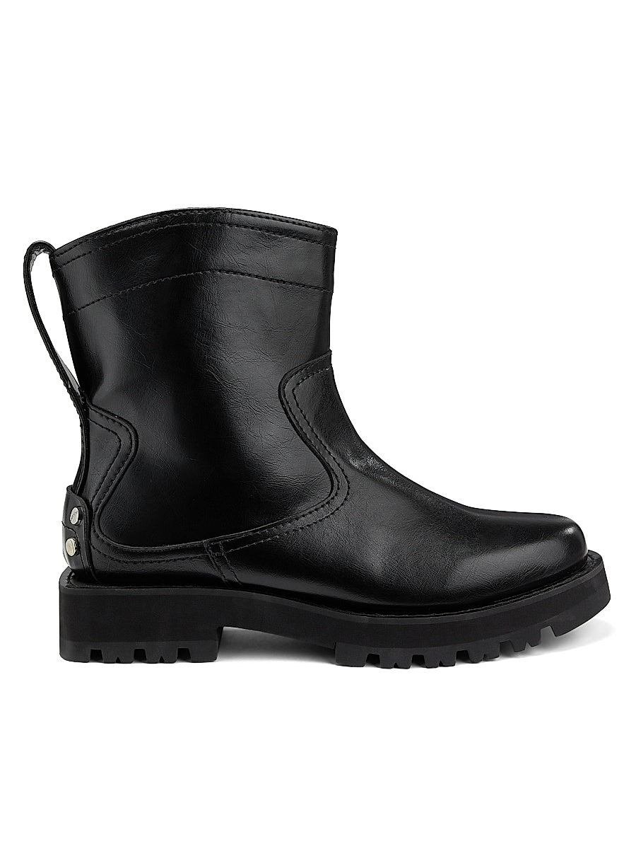 Studs Crinkle Faux-Leather High Boots