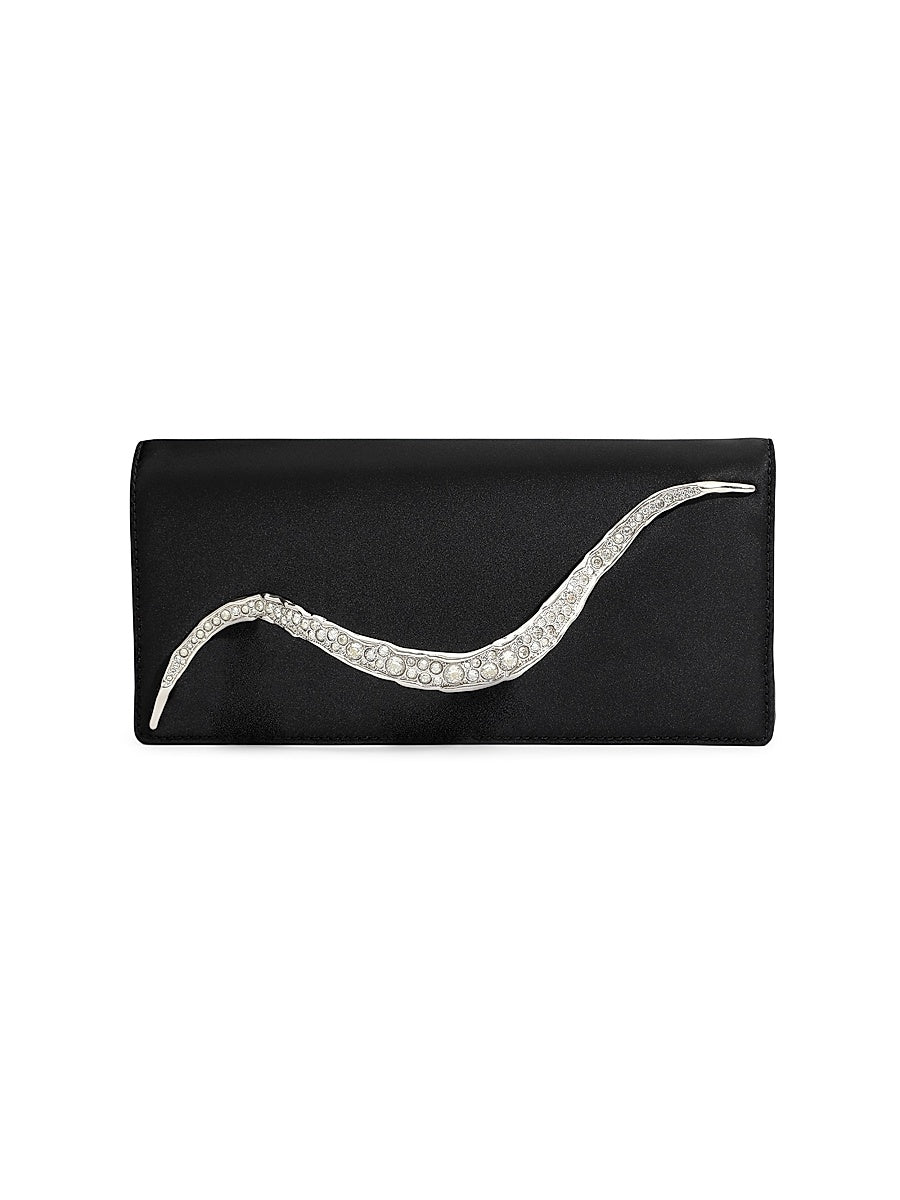 Crystal Curve Satin Clutch