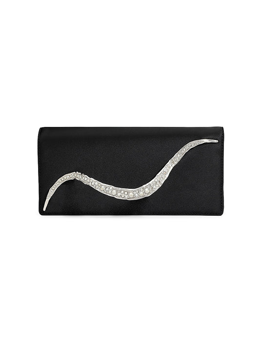 Crystal Curve Satin Clutch