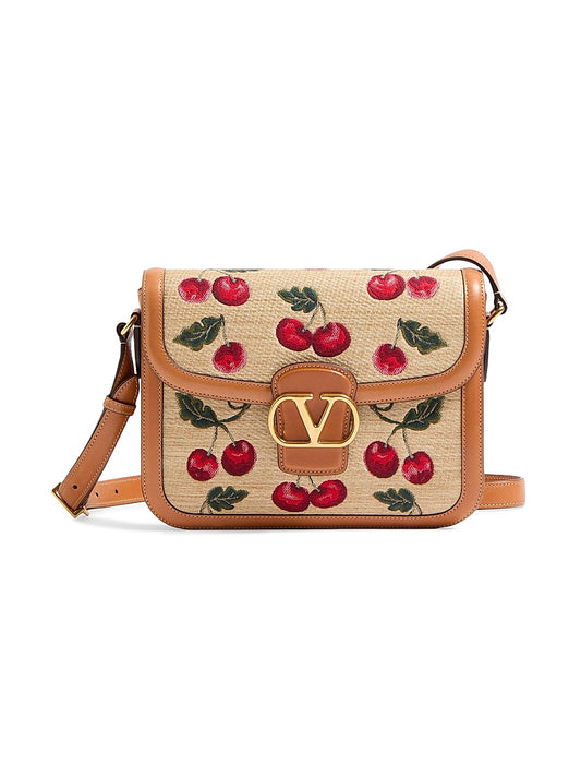 9to5 Shoulder Bag in Synthetic Jacquard Raffia