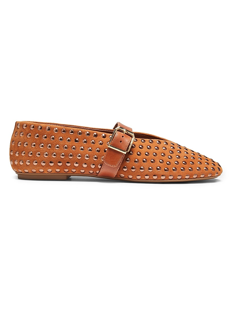 Eiza Shine Studded & Suede Ballet Flats