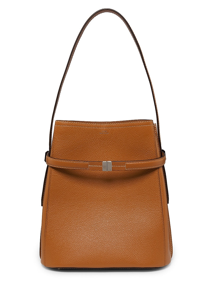 Belted Leather Bucket Bag