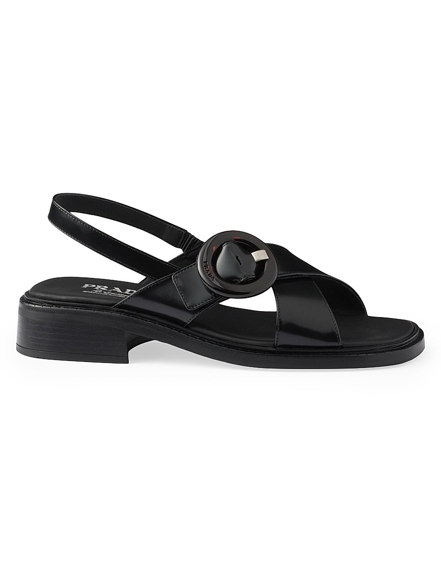 Brushed Leather Sandals with Buckle