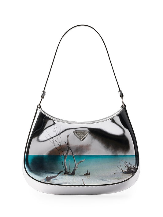 Cleo Printed Brushed Leather Shoulder Bag