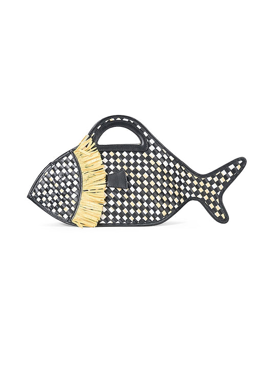 Cleo Fish Raffia Basket Bag