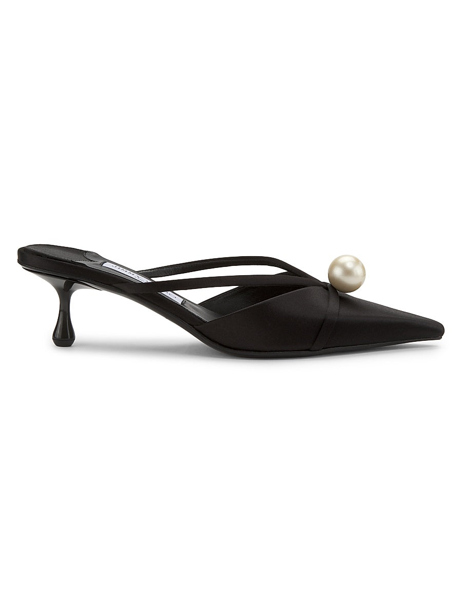 Sana 50MM Embellished Satin Kitten-Heel Mules