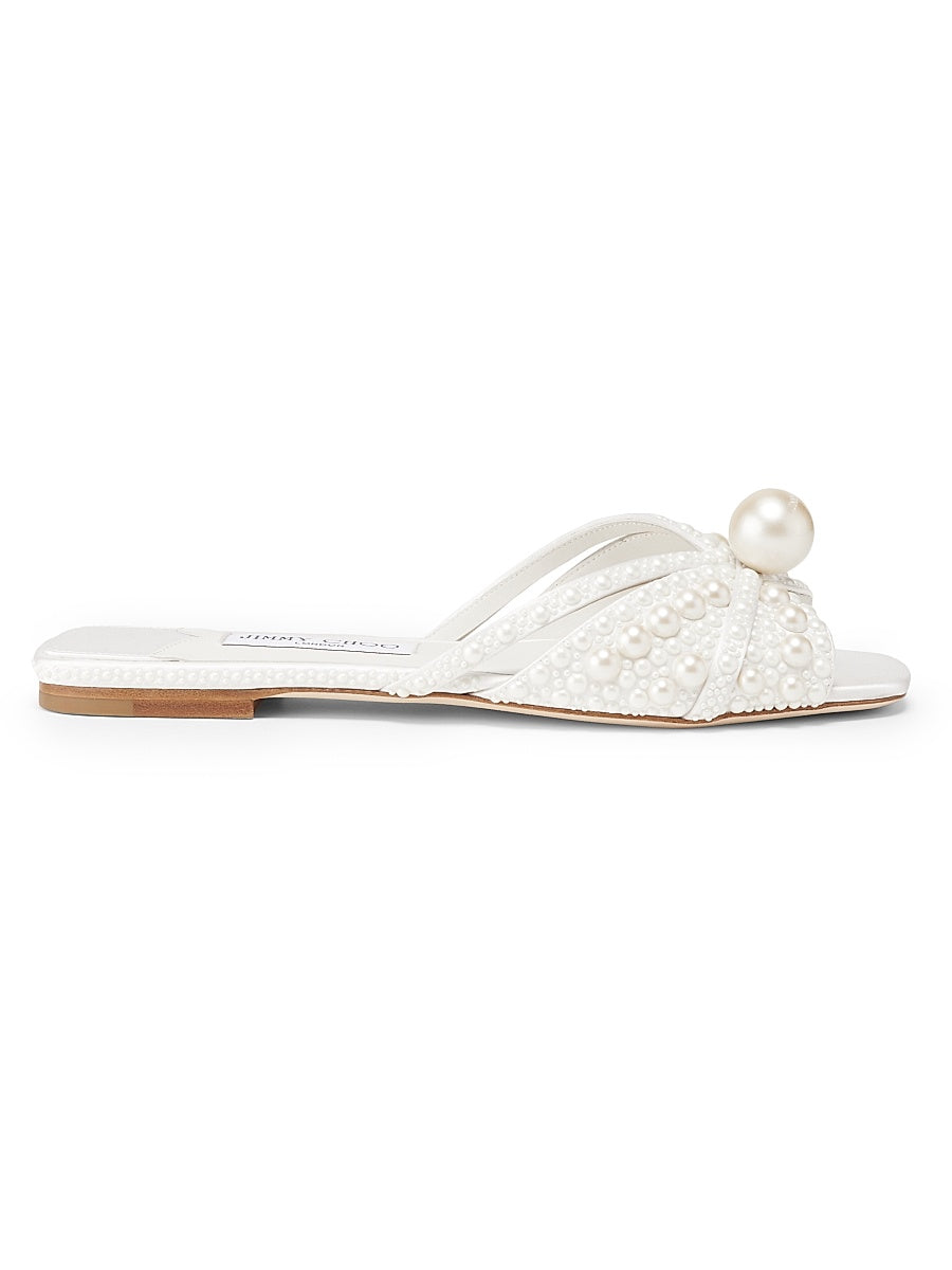 Siva Imitation Pearl-Embellished Satin Sandals