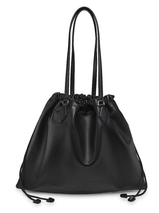 Drawstring Large Leather Tote