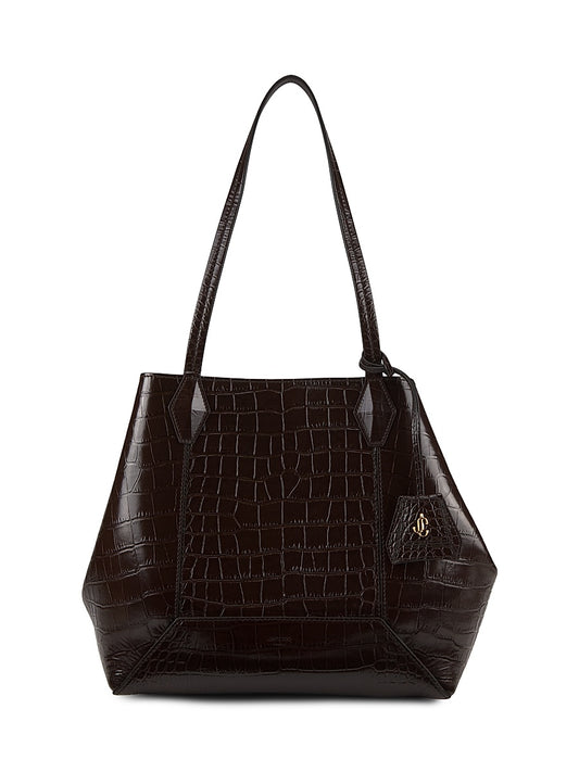Diamond Croc-Embossed Leather Tote Bag