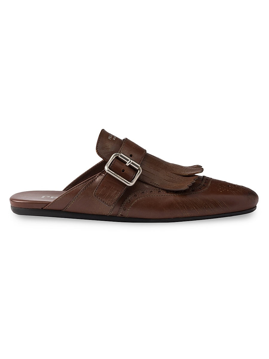 Shuffle Fringed Leather Mules