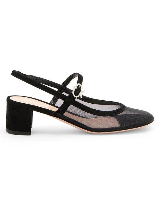 45MM Suede &amp; Mesh Pumps