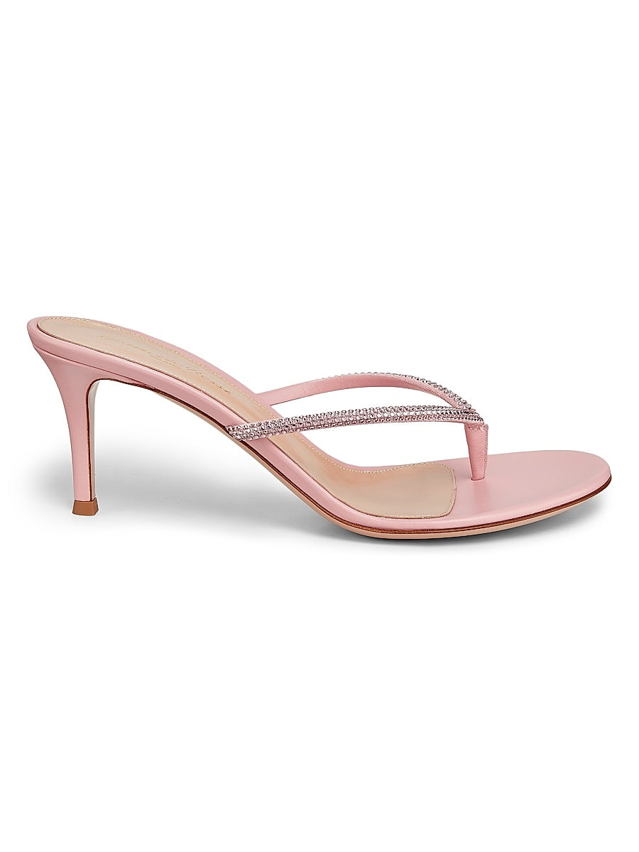 India 70MM Rhinestone-Embellished Metallic Leather Sandals