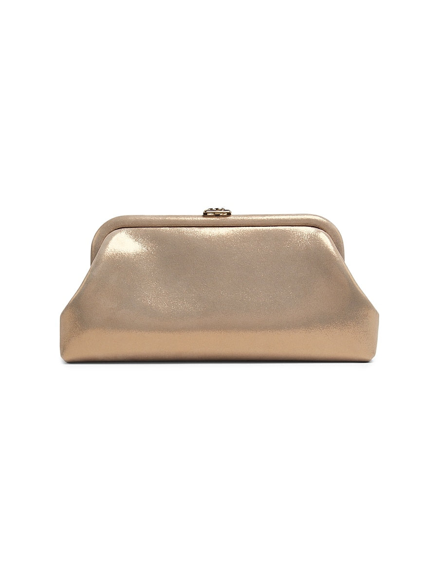 Skylar Shimmer Suede Clutch