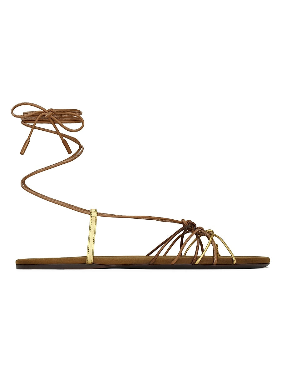 Babylone Sandals in Smooth and Metallic Leather
