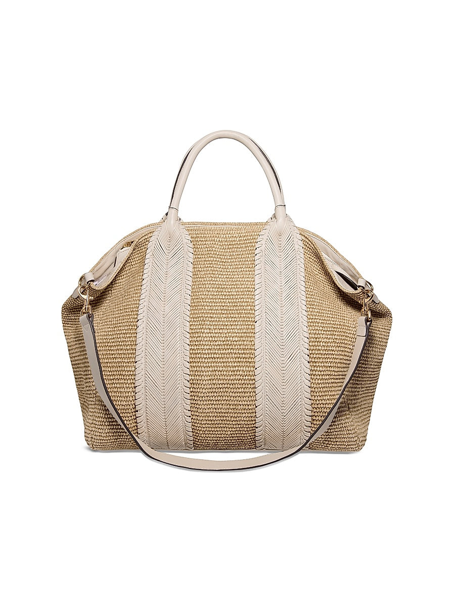 All For Love Raffia Convertible Top Zip Tote Bag