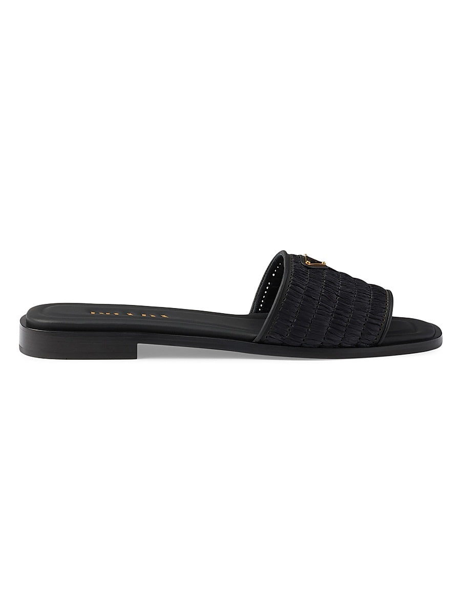 Leather Slides with Crochet Details