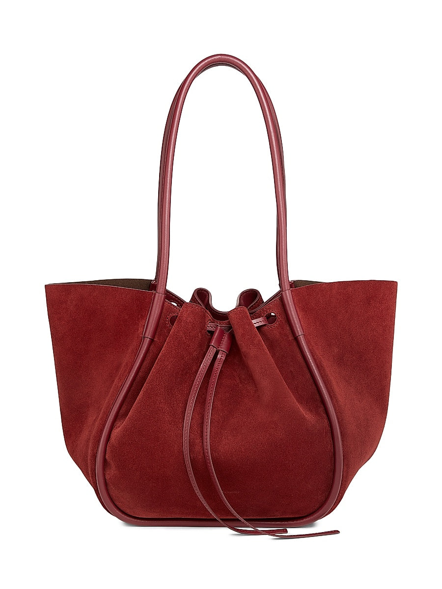 Large Ruched Soft Suede Tote