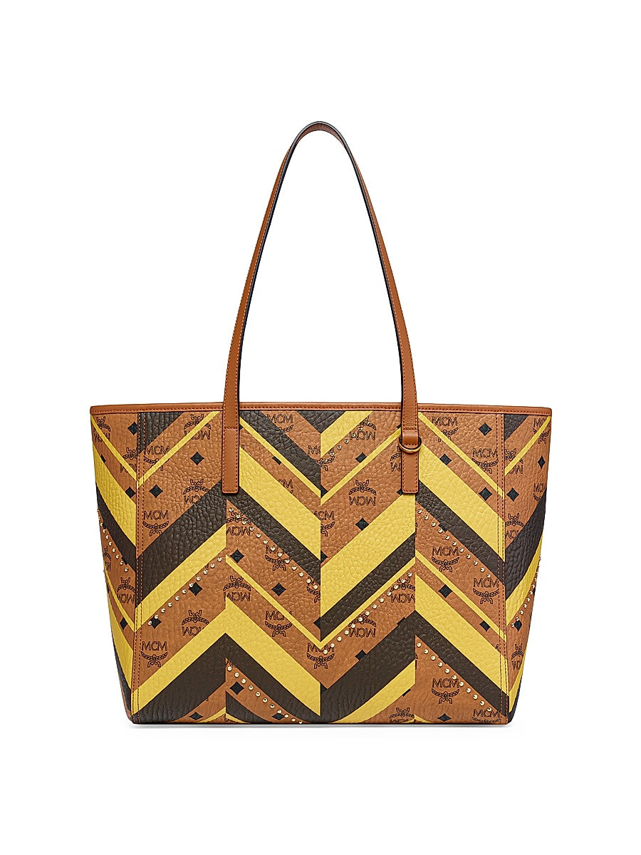 Medium Toni Mega Herringbone Leather Shopper Bag