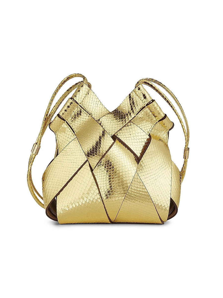 Charlotte Metallic Snakeskin Embossed Leather Crossbody Bag