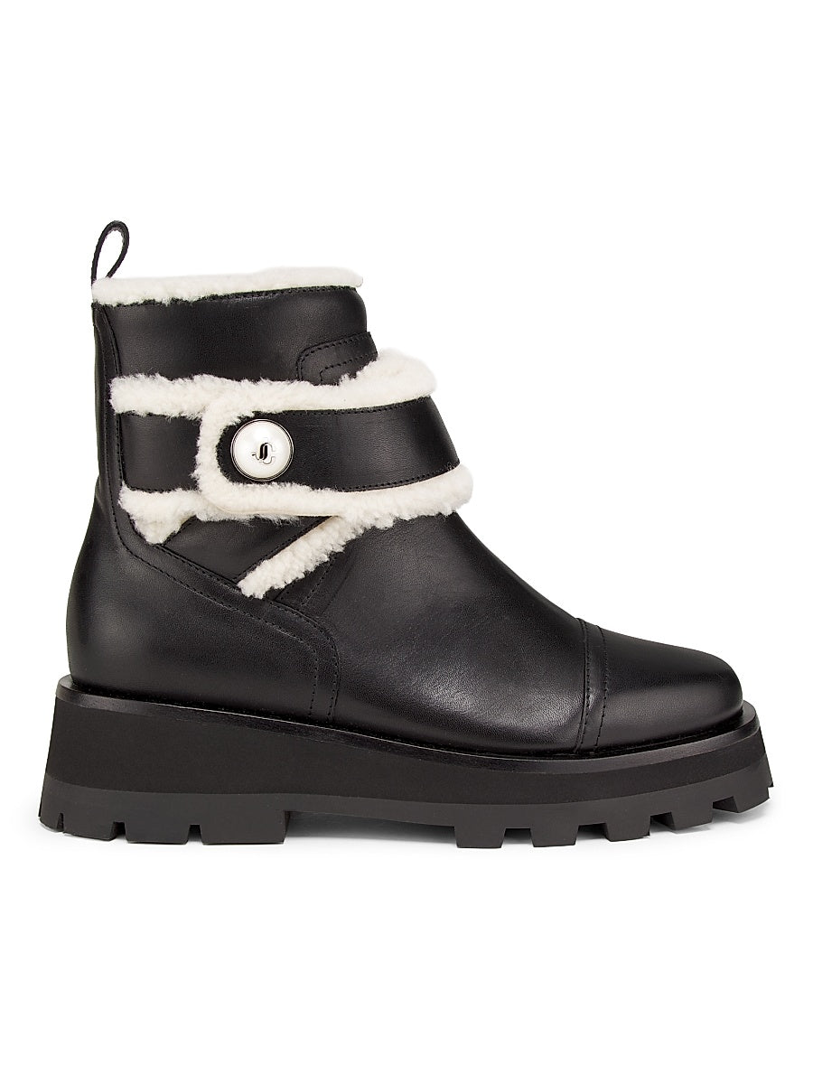 Meena Leather Shearling Ankle Boots