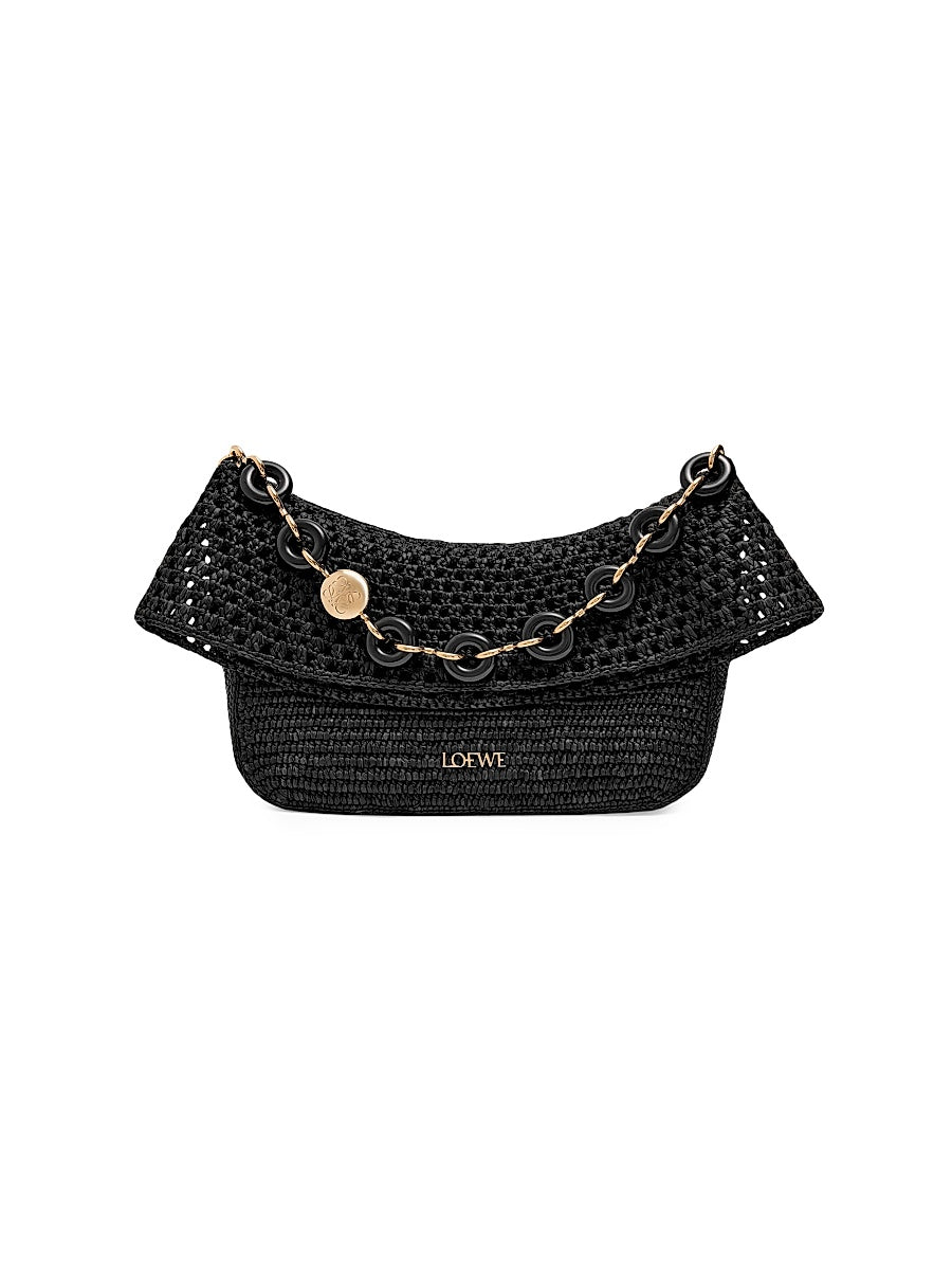 LOEWE x Paula's Ibiza Small Ola Raffia &amp; Leather Shoulder Bag