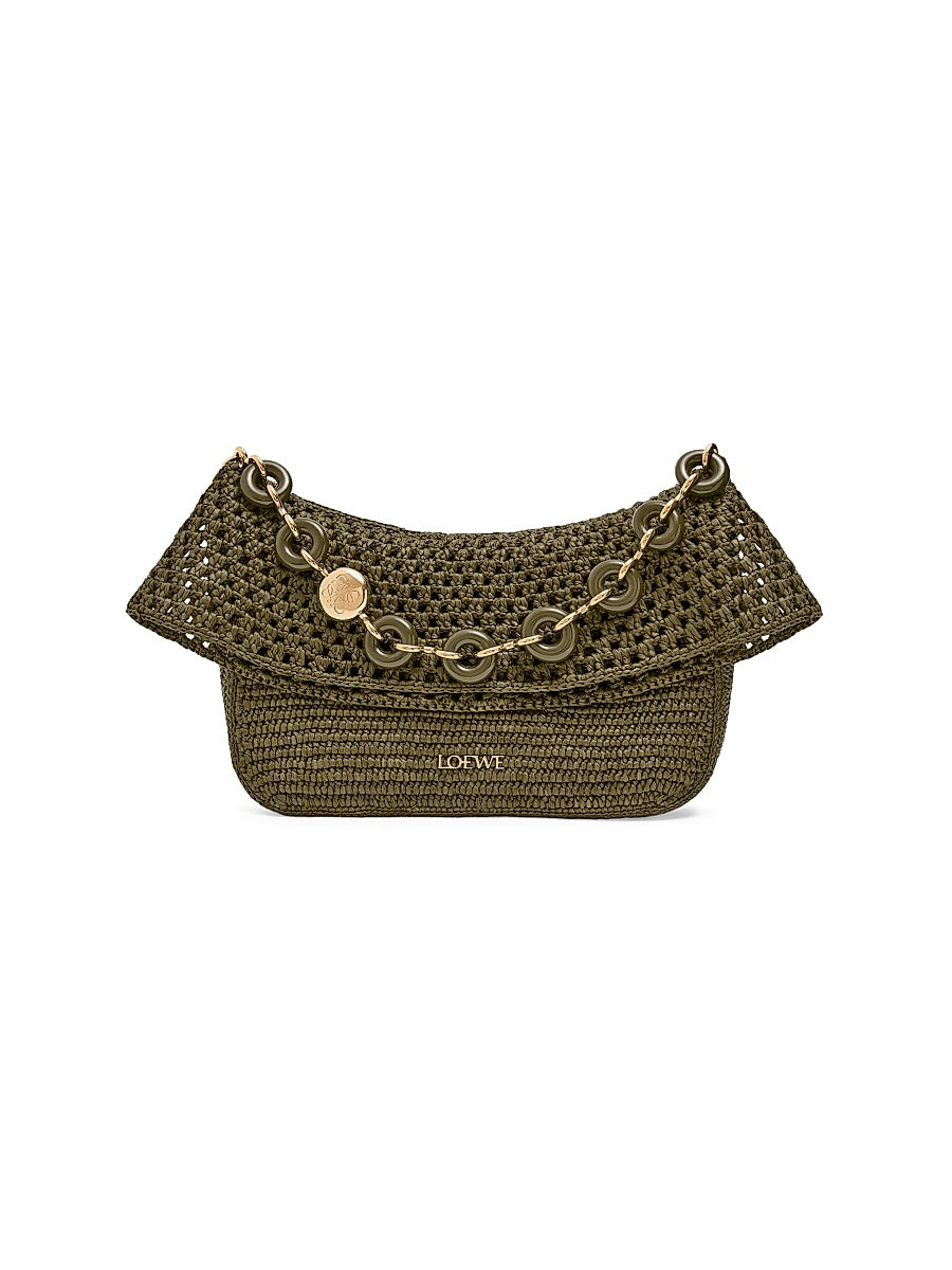 LOEWE x Paula's Ibiza Small Ola Raffia &amp; Leather Shoulder Bag