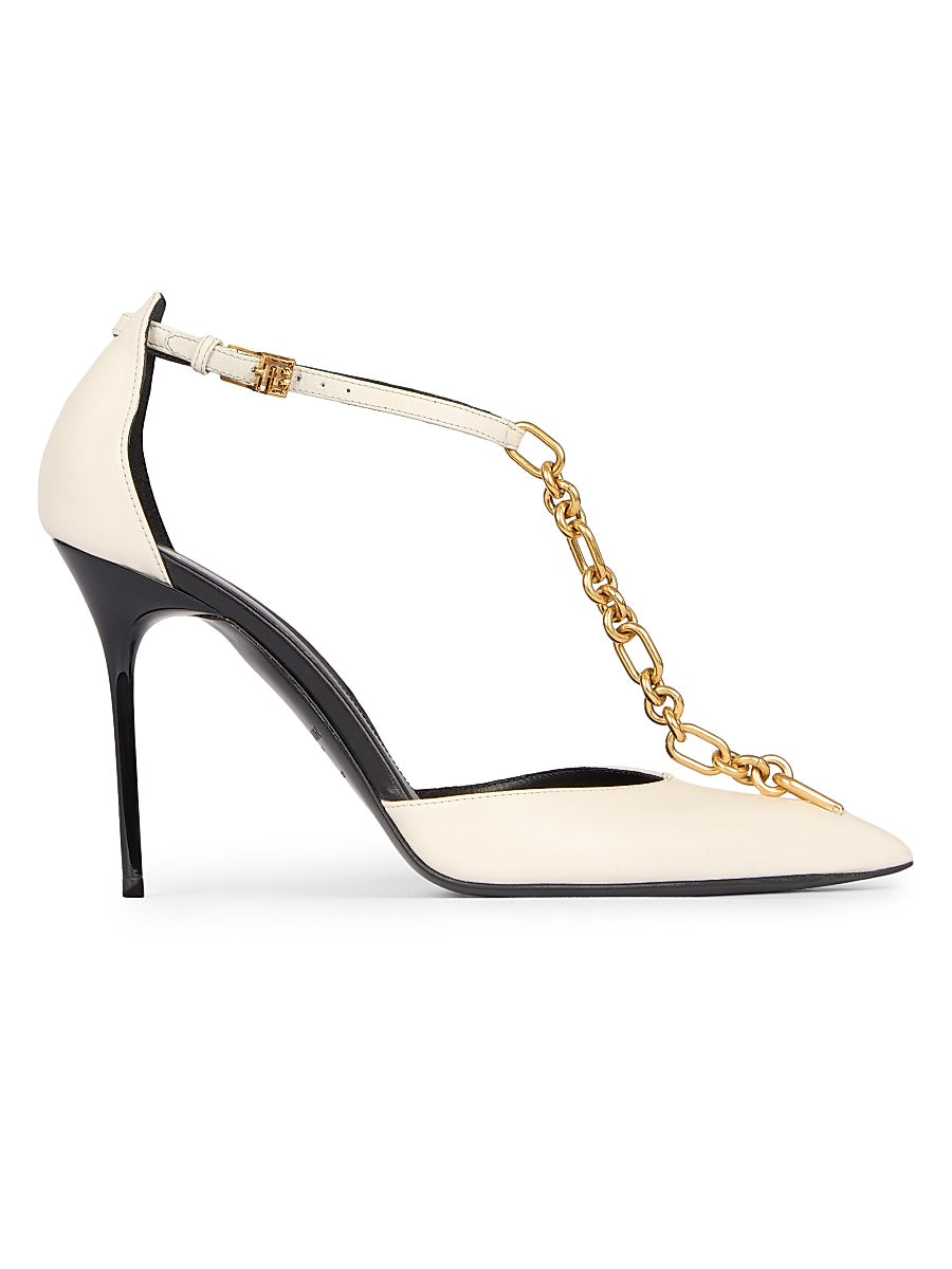 Sync 95MM Chain-Link &amp; Leather T-Strap Pumps