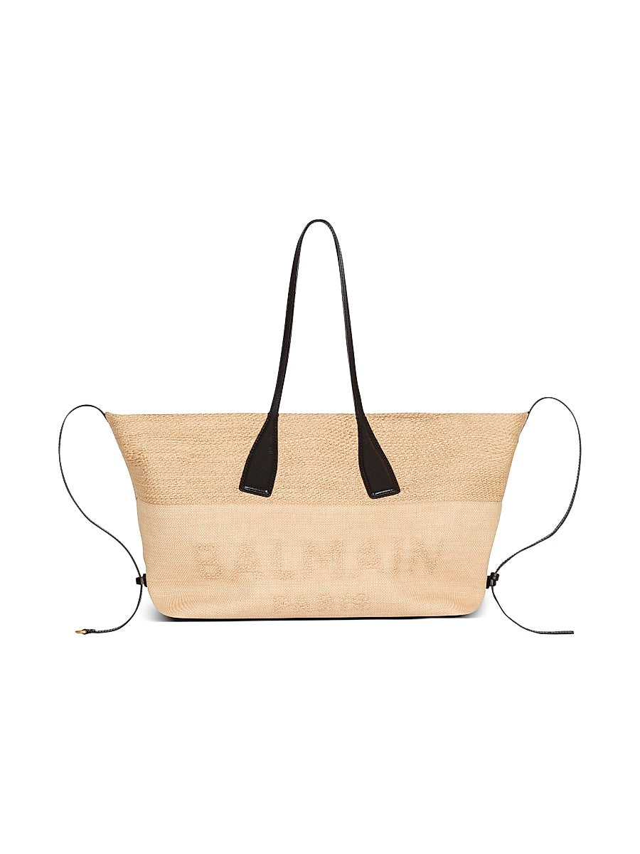 Track Logo Straw Tote Bag
