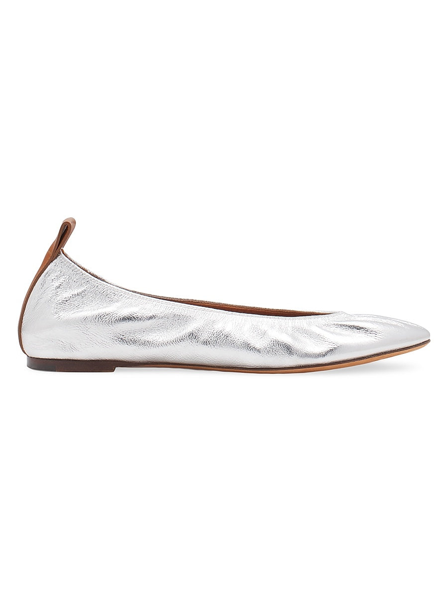 Metallic Leather Ballerina Flats