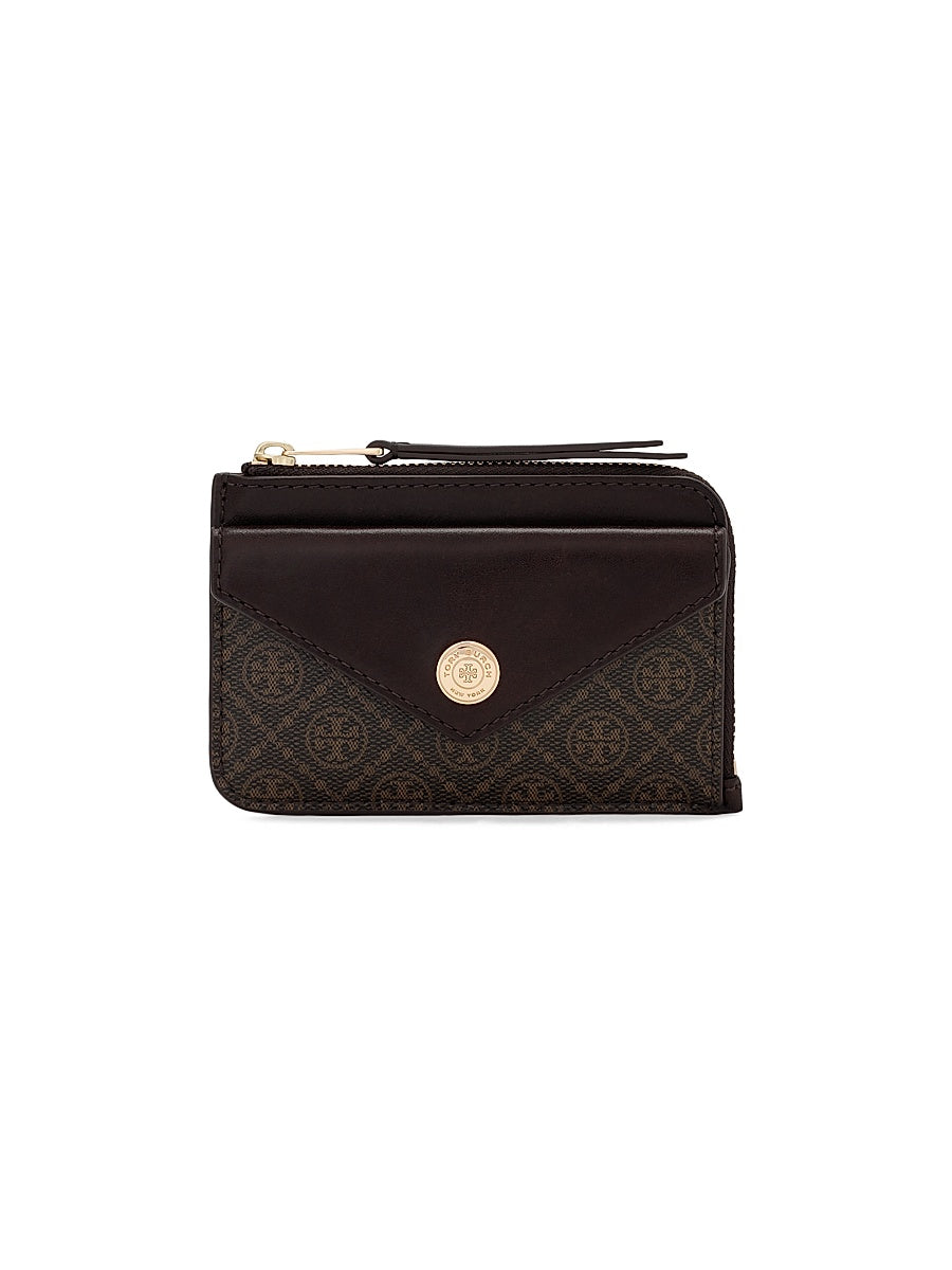 T Monogram Coated Canvas Envelope Card Case