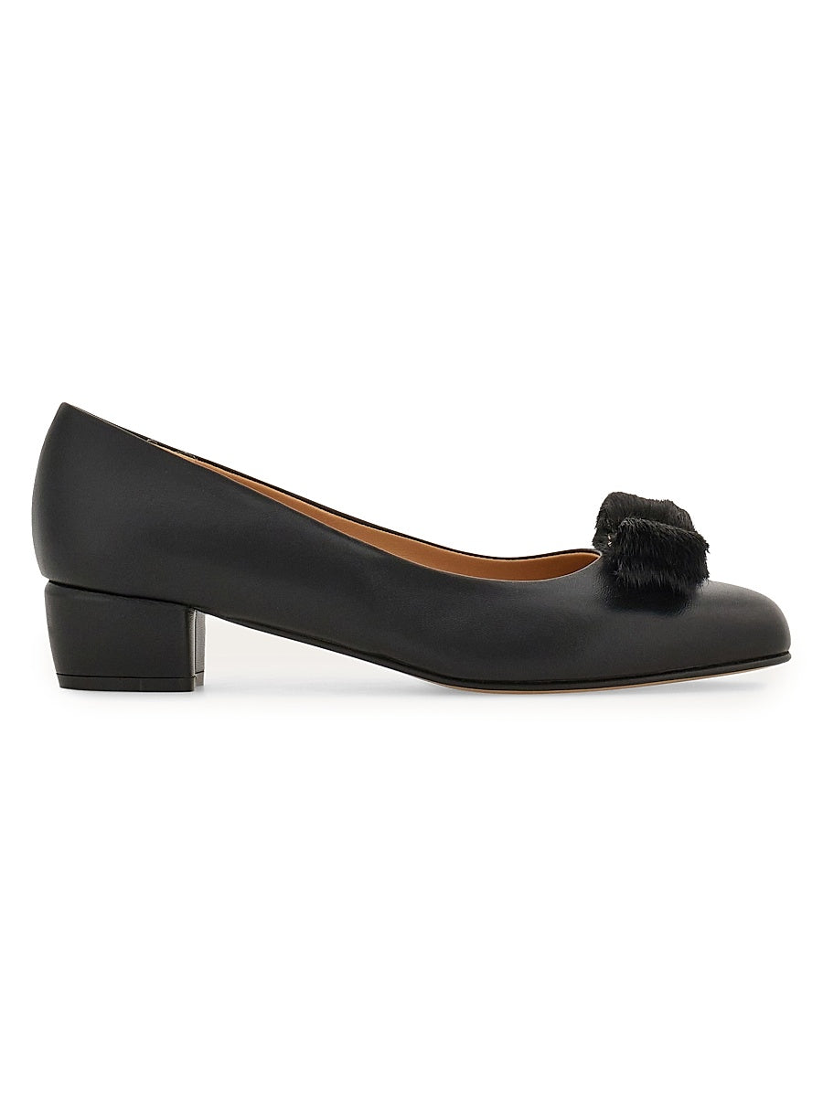 Vara 30MM Shearling-Trimmed Leather Pumps