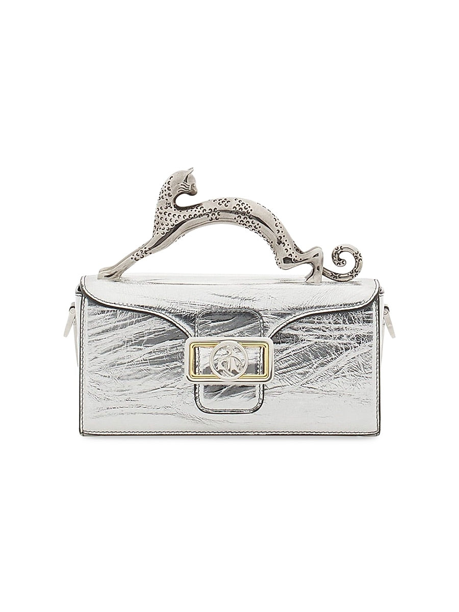 Nano Pencil Cat Metallic Leather Top Handle Bag