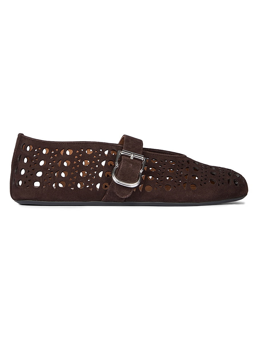 Cut-Out Suede Ballet Flats