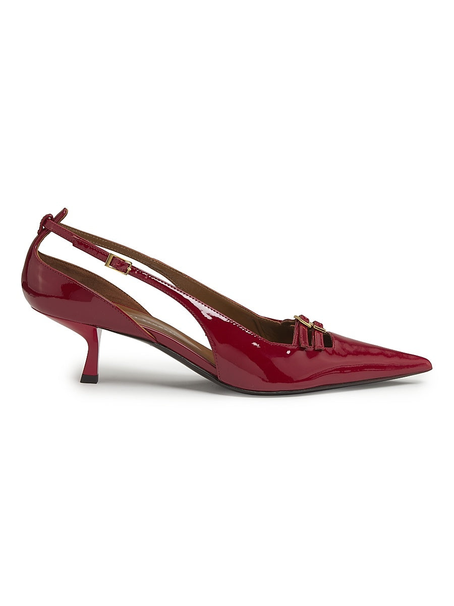50MM Patent Leather Kitten-Heel Pumps