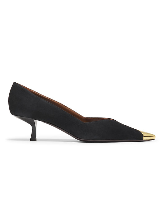 50MM Cap-Toe Leather Kitten-Heel Pumps