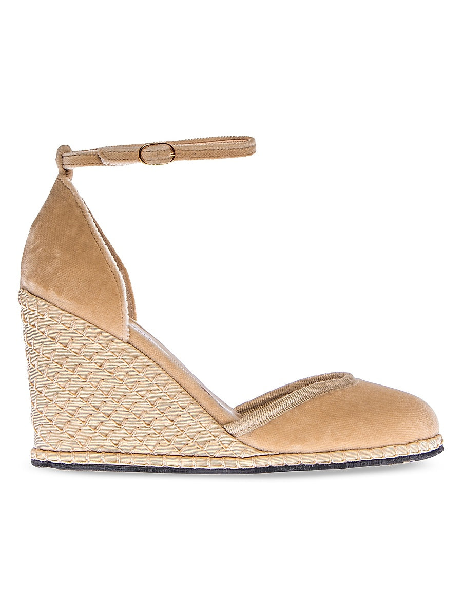 Timeless Delfina 100MM Cotton Velvet Wedge Pumps