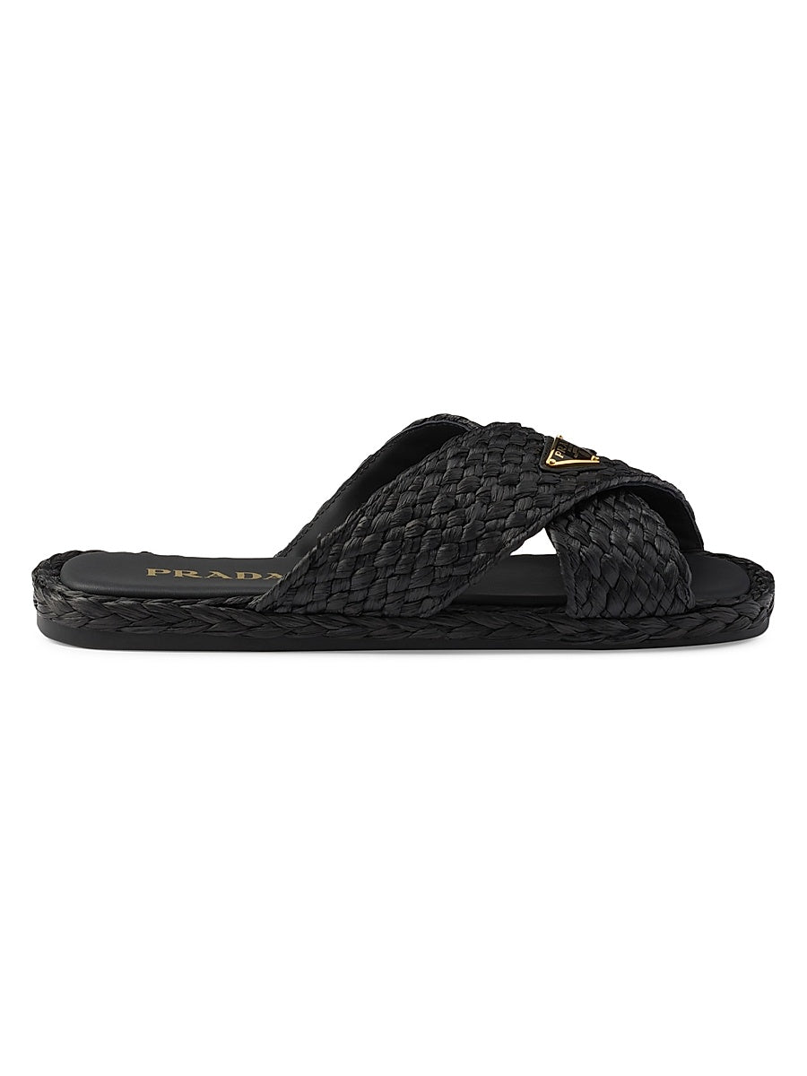 Raffia Crisscross Slides