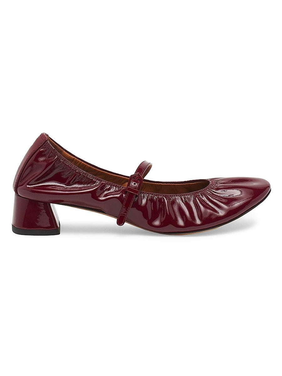 Heeled Mary Janes in Glossy Leather