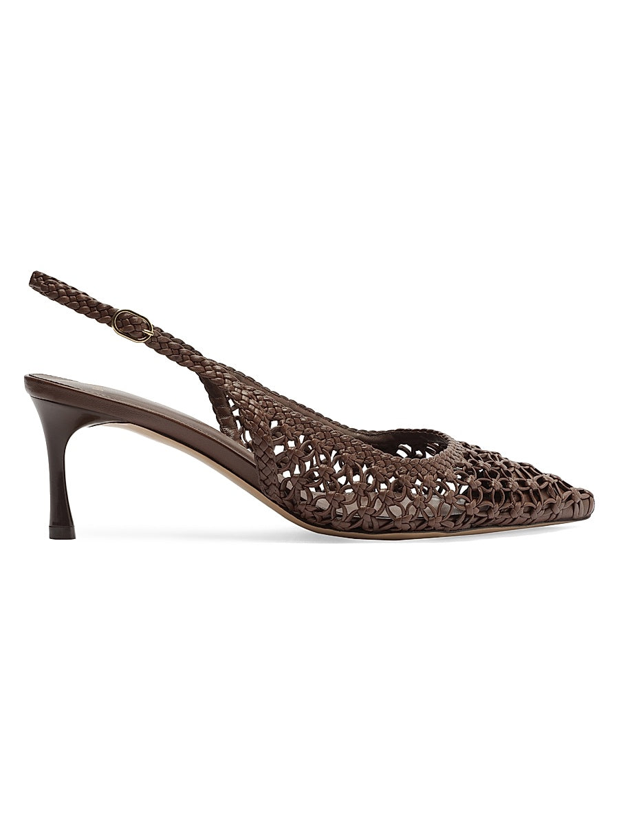 Jane Tresse 60MM Woven Leather Slingback Pumps