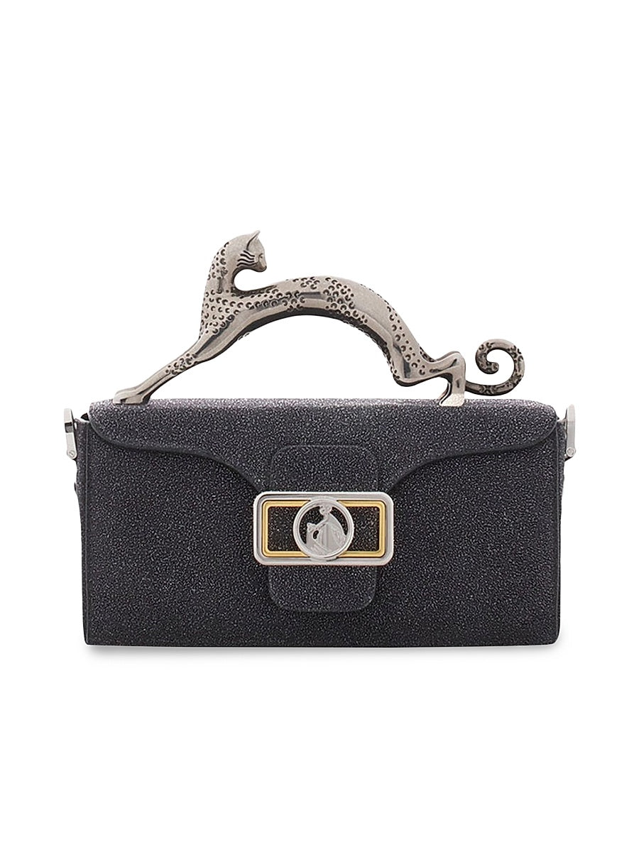 Nano Pencil Cat Top Handle Bag in Suede