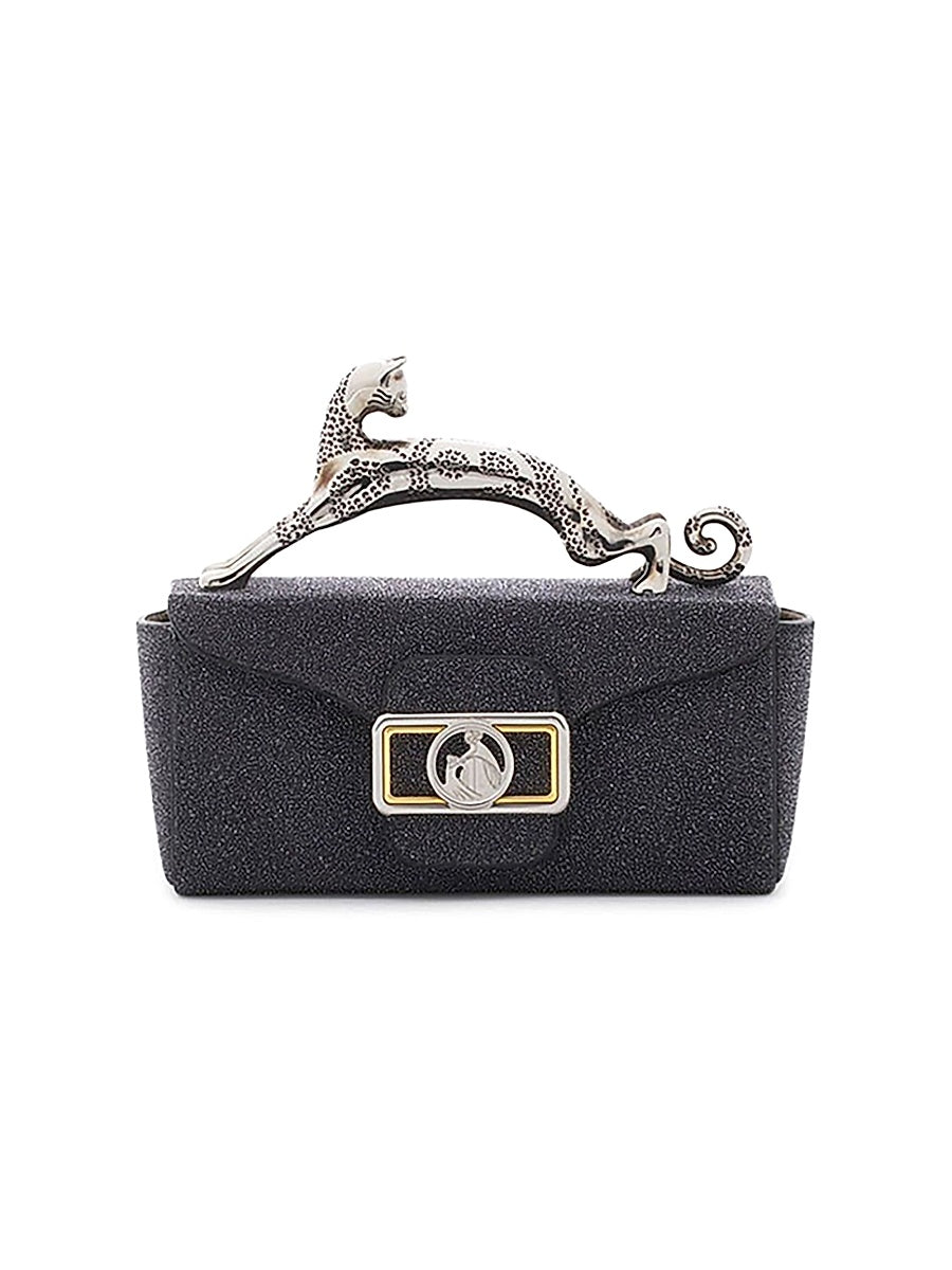 Micro Pencil Cat Top Handle Bag in Suede