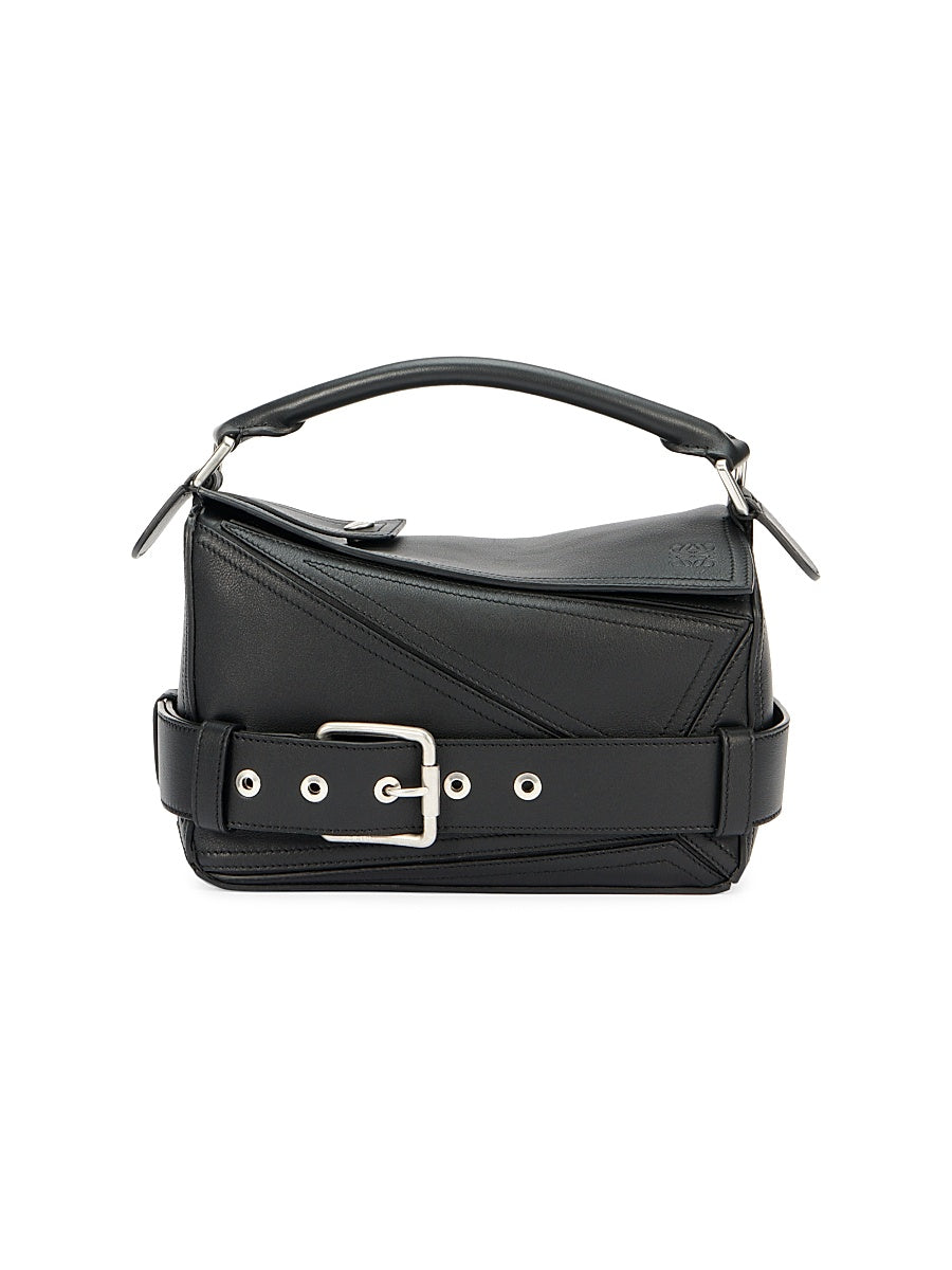 Puzzle Biker Leather Top Handle Bag