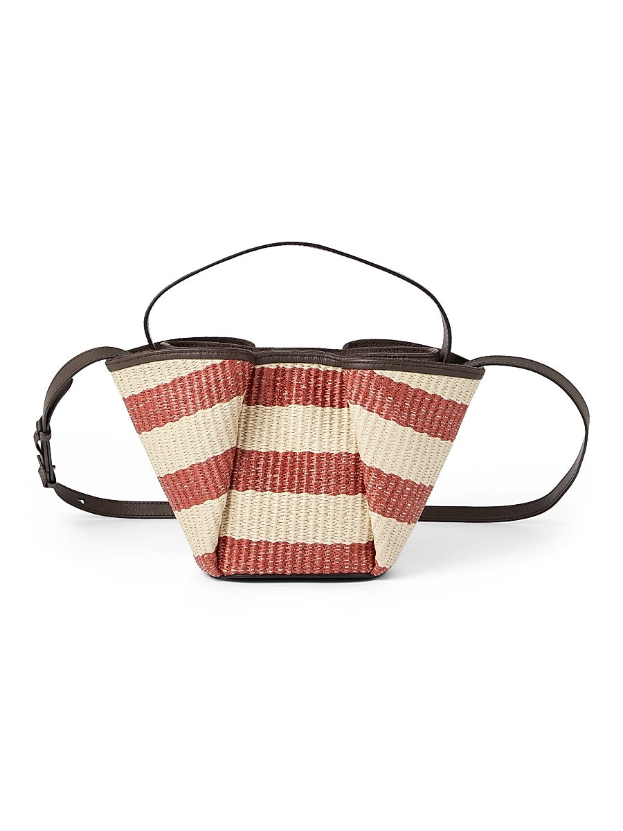 Marina Shopper Bag in Striped Techno Cotton Raffia