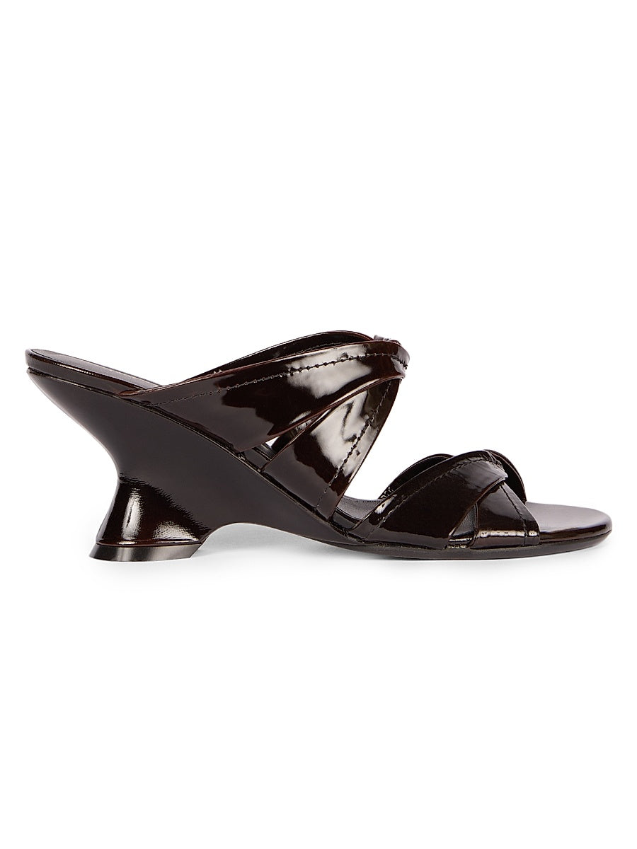 Knotted Leather Wedge Mules