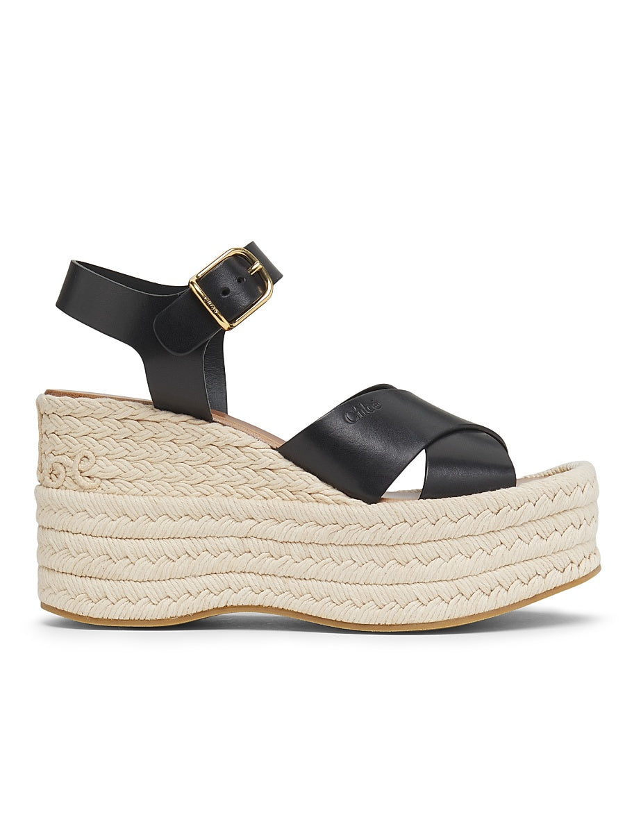 Isla Logo-Detail Leather Wedge Sandals