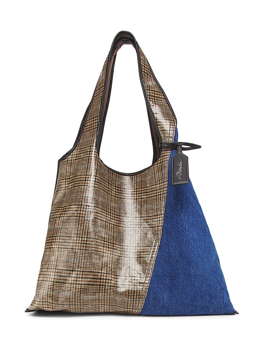 Denim &amp; Plaid Hobo Bag