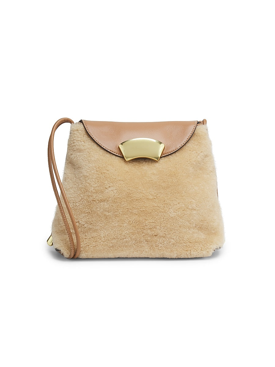 ID Petite Fur &amp; Leather Shoulder Bag